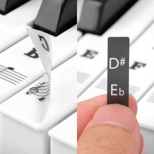  [아마존베스트]Piano Stickers for Keys, Eison Full Set Piano Keyboard Stickers for 88/61/54/49/37 Keys Removable with Numbers, Leaves No Residue, Color Black,Great Childrens Gift