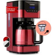 Klarstein 1.2 L Coffee Machine with Timer, Filter Machine for 12 Cups, 800 W Filter Large, Filter Coffee Machine with Stainless Steel Thermos Flask for Coffee, Red/Black