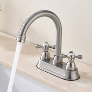 SHACO Best Commercial Brushed Nickel 2 Handle Centerset Bathroom Faucet, Stainless Steel Bathroom Sink Faucet