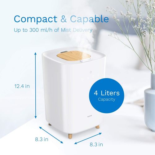  hOmeLabs Large Room Humidifier - 4L Ultrasonic Cool Mist Humidifier for Bedroom, Nursery or Office - Runs up to 40 Hours, Covers 215 Sq Ft Room with 3 Humidity Levels, Timer and Sl