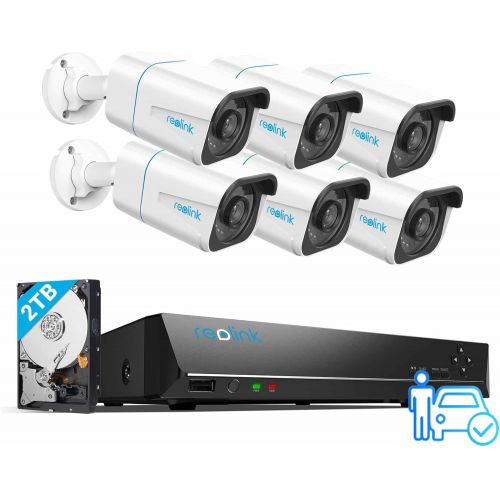  [아마존베스트]Reolink H.265 4K PoE Security Camera System, 6pcs 8MP Wired PoE IP Cameras, 8CH NVR Recorder with 2TB HDD, Home Business Surveillance Kit for Outdoors/Indoors, 100ft Night Vision,