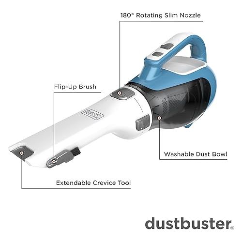  BLACK+DECKER dustbuster AdvancedClean Cordless Handheld Vacuum, Compact Home and Car Vacuum with Crevice Tool (CHV1410L)