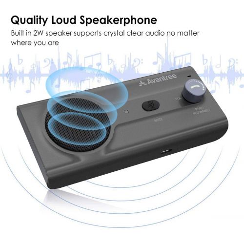  [아마존베스트]Avantree CK11 Car Bluetooth Hands-Free Kit Car Kit for Sun Visor, Loud Speaker, Siri Google Assistant Support, Volume Control, Motion Car On - Titanium