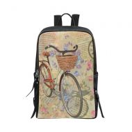 InterestPrint Unisex School Bag Outdoor Casual Shoulders Backpack Vintage Paris Bicycle Bike Flower Floral Atr Painting Travel Daypacks for Women Men Kids