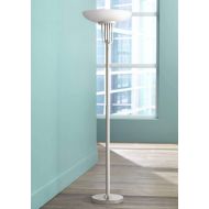 Broadway Art Deco Torchiere Floor Lamp Polished Nickel Frosted Glass Shade for Living Room Bedroom Uplight - Possini Euro Design