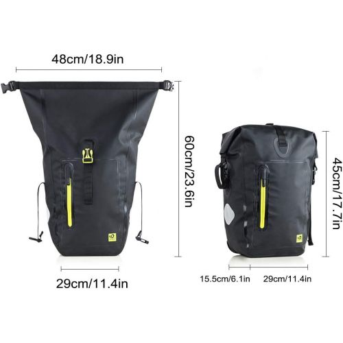  WATERFLY 25L Bike Bag Bike Pannier Bag Waterproof Bike Saddle Bag Extensible Bicycle Rear Seat Bag Shoulder Bag with Rain Cover for Riding Cycling