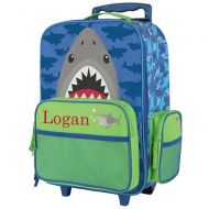 GiftsForYouNow Embroidered Shark Rolling Suitcase - Childrens Bag - Personalized
