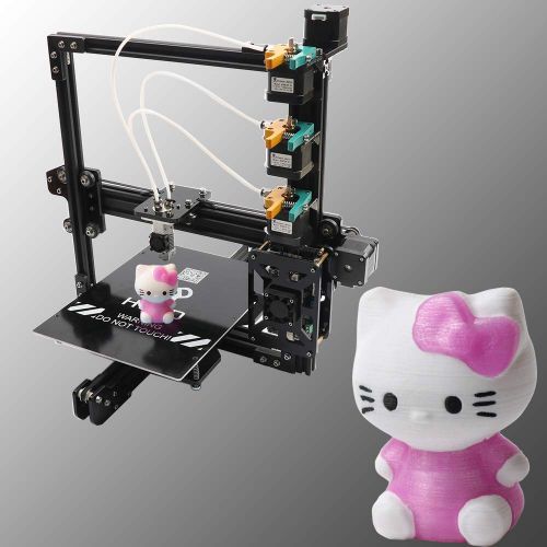  HE3D Tricolor DIY 3D Printer Kits 200X280X200,3 in 1 Out Printing, Three extruder Two Rolls of Filament for Gift