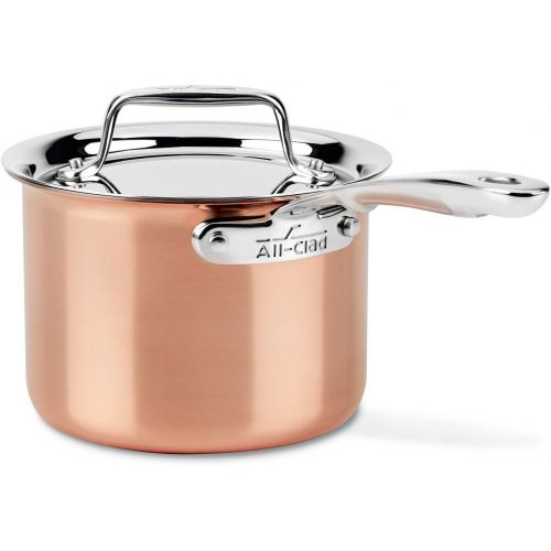  All-Clad Copper C4202 C4 2 Qt. Saucepan with Lid, Cookware