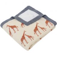 LifeTree Toddler Blankets, 2 Layers Bamboo Cotton Muslin Baby Blankets, Large Soft Toddler Bed Blankets, Lightweight Crib Blankets 45 x 45 inches, Giraffe Print