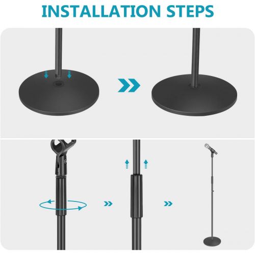 니워 [아마존베스트]Neewer Compact microphone stand, floor stand with microphone holder, adjustable height, robust iron tripod with a solid round base removable for easy transport (black).