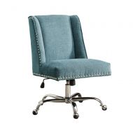Linon Amzn0242 Clayton Aqua Office Chair Metallic