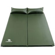 AmazonBasics CAMELSPORTS Lightweight Double Self-Inflating Sleeping Pad with Attached Pillow Great for 2 Person Camping, Hiking, Backpacking,Beach