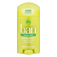 Ban Anti-Perspirant Deodorant Invisible Solid Unscented 2.60 oz (Pack of 10)