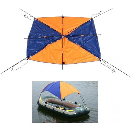  Baoblaze Lightweight Folding Sun Shelter Sailboat Awning Top Cover Fishing Tent Sun Shade Rain Canopy for Inflatable Kayak Canoe Boat Top Kit with Hardware - 2-Person