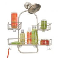 MDesign mDesign Extra Wide Metal Wire Tub & Shower Caddy, Hanging Storage Organizer Center with Built-in Hooks and Baskets on 2 Levels for Shampoo, Body Wash, Loofahs - Rust Resistant - Sa