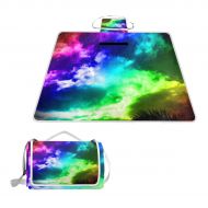 FunnyCustom Picnic Blanket Rainbow Sky Sunset Outdoor Blanket Portable Moisture Proof Picnic Mat for Beach Camping