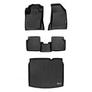 KIWI SMARTLINER Floor Mats 2 Rows and Cargo Liner Set Black for 2017-2018 Jeep Compass with 1st Row Dual Driver Side Floor Hooks (New Body Style Only)