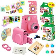 Fujifilm Instax Mini 9 Instant Camera Flamingo Pink w/Fujifilm Instax Mini 9 Instant Films (60 Pack) + A14 Pc Deluxe Bundle for Fujifilm Instax Mini 9 Camera