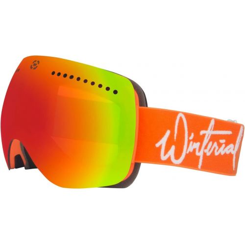  Winterial Magnetic Ski and Snowboard Goggles, Includes 2 Interchangeable Lens and Case, One Size Fits All, Orange