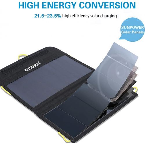  [아마존베스트]ECEEN Solar Charger Foldable Solar Panel Charge for iPhones, Smartphones, Tablets, GPS Units, Speakers, Gopro Cameras, and Other Devices (13W with Net Pocket)