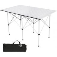EVER ADVANCED Camping Table, Fold up Lightweight, 4-6 Person Portable Roll up Aluminum Table with Carry Bag for Outdoor, White