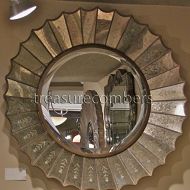 Home Decor Source Etched Venetian Sunburst / Starburst Wall Mirror Extra Large Gold Antique New