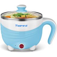 [아마존베스트]Electric Hot Pot 1.5L, Rapid Noodles Cooker, Mini Pot, Cook Perfect for Ramen, Egg, Pasta, Dumplings, Soup, Porridge, Oatmeal, Blue - A Must Have Cooker for Student  Topwit