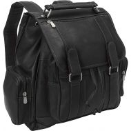 Piel Leather Double Loop Flap-Over Laptop Backpack, Saddle