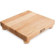 John Boos Small Maple Cutting Board for Kitchen Prep 12 x 12 Inches, 1.5 Inches Thick Edge Grain Square Charcuterie Boos Block with Wooden Bun Feet