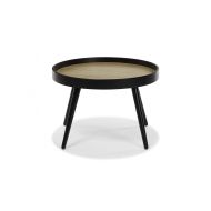 Vibrant Furnishings Hensen Mid-Century Modern Round Black Accent Table: use as End, Side, Bedside, or Mini-Coffee Table