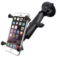 RAM MOUNTS RAM Twist Lock Suction Cup Mount with Long Length Double Socket Arm & Universal X-Grip Phablet Holder