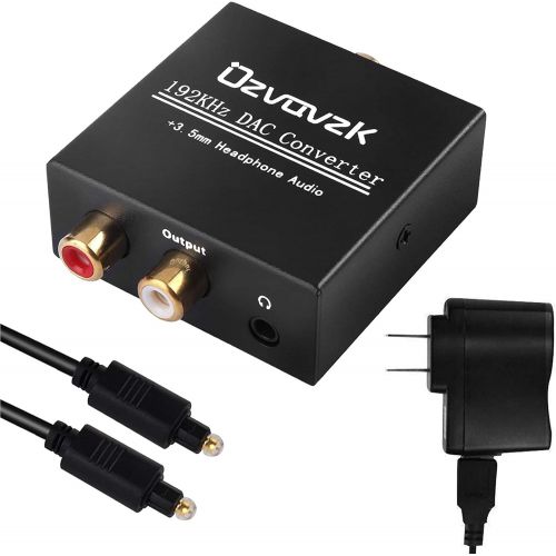  192kHz Digital to Analog Audio Converter, Ozvavzk Coax SPDIF Optical to RCA L/R Converter with Optical Cable, Toslink Optical to 3.5mm Headphone Jack Adapter Compatible with TV DVD