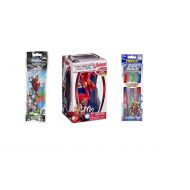 Marvel Avenger Toothbrush Care Bundle: Includes an Iron Man Toothbrush Holder and Cup, 3 Avenger Toothbrushes with Suction Cup Bottoms, and Flavored Kids Flossers