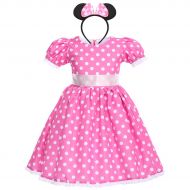 FYMNSI Girls Polka Dots Princess Dress Birthday Party Cosplay Pageant Fancy Costume with Mouse Ear Headband