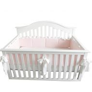 Sahaler Blush Coral Pink Ruffle Crib Bedding Set Baby Girl Bedding Blanket Nursery Crib Skirt Set Baby Girl Crib Bedding Sheet (LT Coral, Bumper with Big Bows)