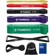 TOM SHOO Pull up Assist Bands Set Loop Exercise Bands Resistance Bands with Straps Handles and Door Anchor for Training Fitness Exercise Home Gym