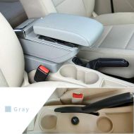 Maite Car Armrest Box Cover Center Console Armrest Box Oversized Storage Space Built-in LED Light, Removable Ashtray with Water Cup Holder for Citroen C4 2008-2011 Gray