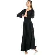 Danzcue Womens Praise Loose Fit Full Length Long Sleeve Dance Dress