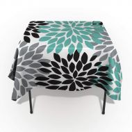 SODIKA Cotton Linen Tablecloth Multicolor Dahlia Pinnata Flower Customized Teal,Black,Grey 54x120 Table Cover for Dinner Kitchen