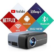 EUG Native 1080P Portable Projector Android TV Bluetooth 2022 New Upgraded HD LCD Home Theater Projector Wireless WiFi Compatible with Netflix YouTube iPhone iPad Smartphone Laptop DVD