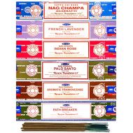 인센스스틱 Satya Organic Incense Sticks- Gift Set of 6 Pack - Nag Champa,Indian Rose,French Lavender,Aromatic Frankincense, Palo Santo,Path Breaker, Natural Incense Sticks 15 Grams x 6 Pack
