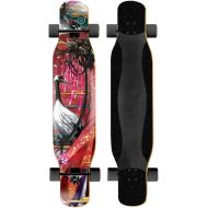 HLYT-Barstools Skateboard 7 Layers Maple Longboard Drop Through Complete Freestyle Cruising Dancing Skateboards 47 Inch Beginner Adult Youth Brush Street Double Kick Concave