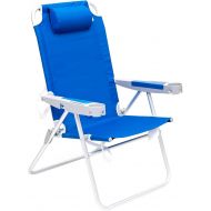 Sunnyfeel Folding Beach Chair 5 Position Lay Flat, Portable Camping Chair with Cup Holder for Outdoor/Lawn/Trip/Picnic/Fishing, Lightweight Foldable Sand Chairs for Adults (Royal B