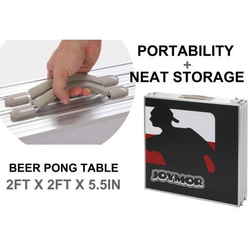  PEXMOR 8 FT Folding Beer Pong Table with Cup Holes & Safety Lock, Portable Beer Game Table Height Adjustable Lightweight with 24 Cups & Ping-Pongs,Upgraded Stability Pong Game Tabl