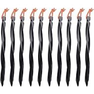 Azarxis Aluminum Tent Stakes Pegs Heavy Duty Lightweight for Camping Sand - 10 Pack (Black - Spiral - 9.84 Inches)