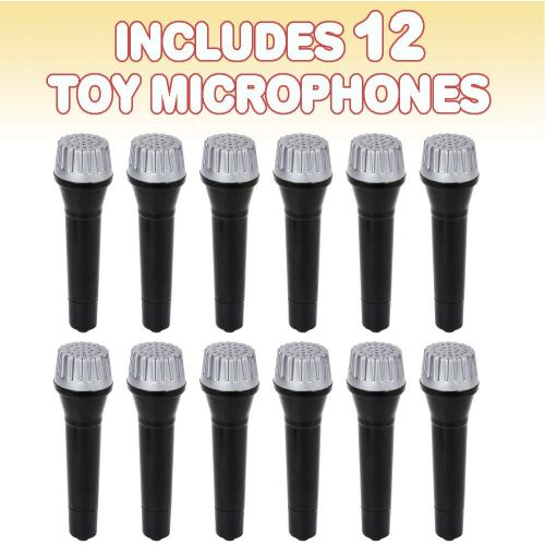  ArtCreativity 5.5 Inch Toy Microphone Set for Kids - 12 Count - Pretend Play Plastic Mics for Karaoke Fun - Stage or Costume Prop - Birthday Party Favors, Goody Bag Fillers for Boy