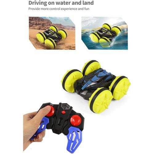  WZRYBHSD 1/16 2.4GHz Remote Control Stunt Car Double Sided Car Tank Water Land Amphibious RC Boat Waterproof RC Truck Vehicles Toys for 5-10 Year Old Boys