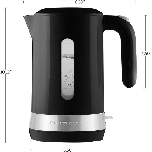  Ovente Electric Hot Water Kettle 1.8 Liter with Prontofill Lid 1500 Watt BPA-Free Portable Countertop Tea Coffee Maker Fast Heating Element with Auto Shut-Off and Boil Dry Protecti