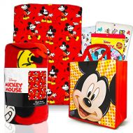 Classic Disney Mickey Mouse Fleece Throw Blanket and Tote Bundle Mickey Mouse Kids and Teens Blanket, Tote, 300 Stickers, and More for Boys & Girls (Size 45x60)